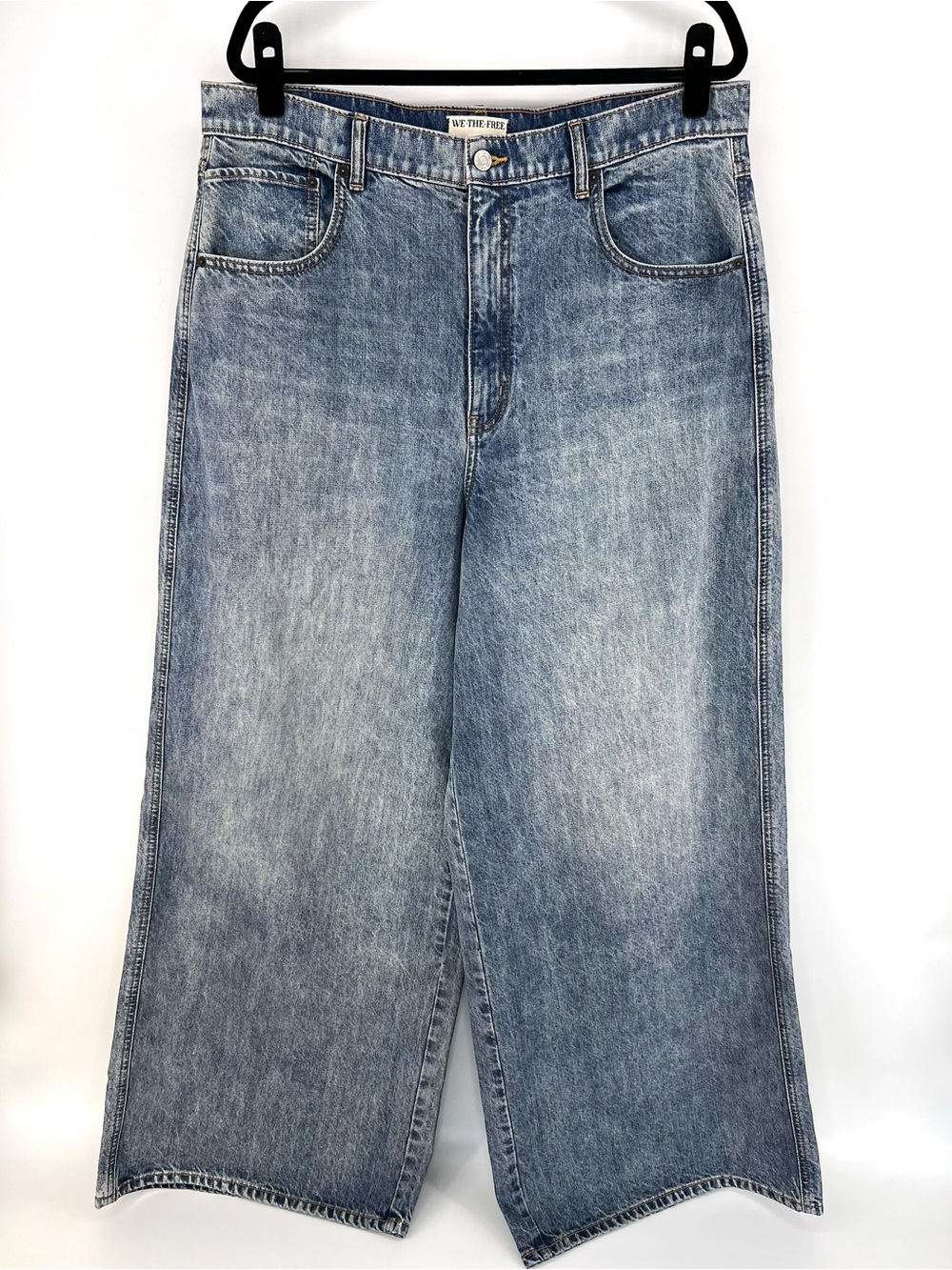 We The Free for Free People CRVY Gia Wide-Leg Jeans Sz 35 NEW blue vintage wash